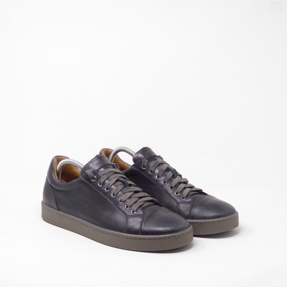 Magnanni Caitin Mens Sneakers Charcoal Black Leather Low Top Lace Up 10M